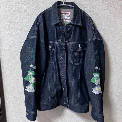 【超美品】OverPrint 花柄刺繍入りデニムジャケット M