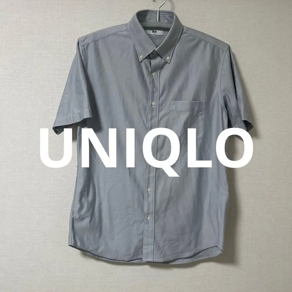 UNIQLO 半袖ボタンダウンシャツ グレー Mサイズ