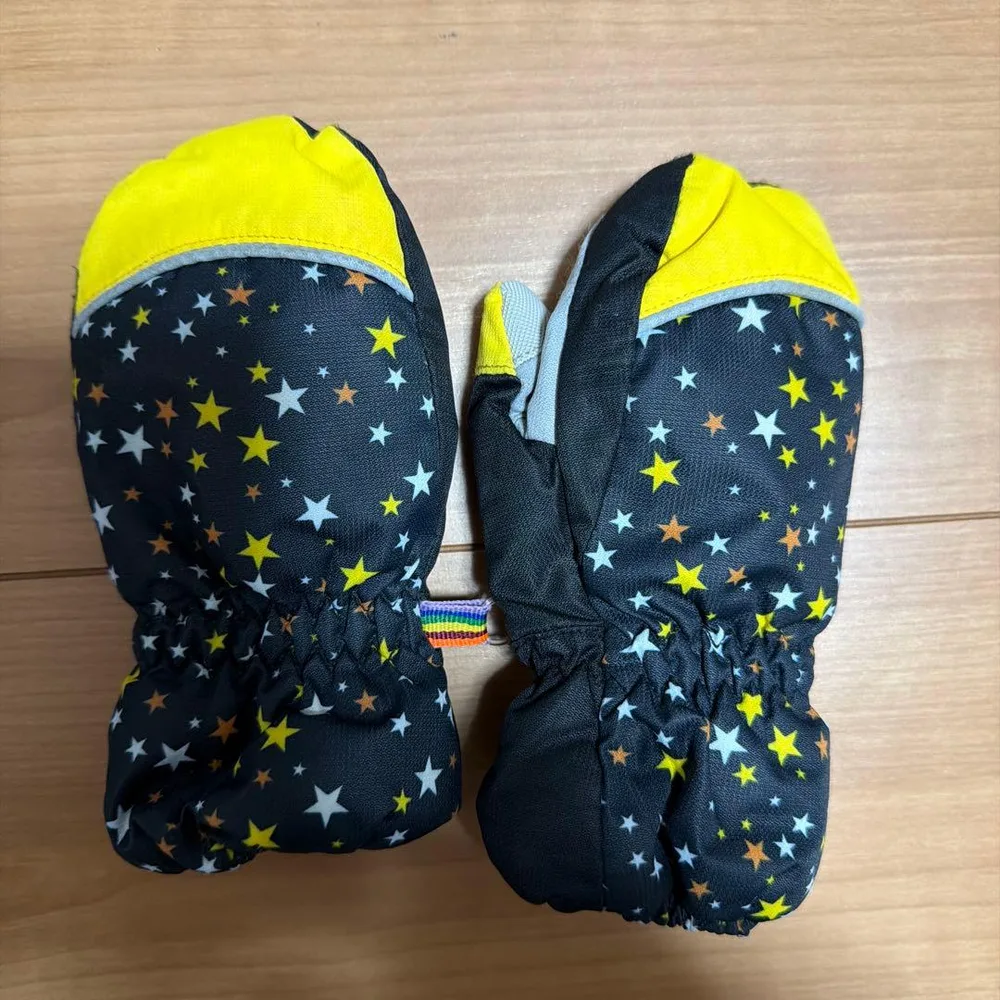子供用 防水 星柄ウィンタースポーツグローブ
