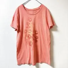 ソノマ 花柄 Tシャツ クルーネック 半袖 L 桃 綿 海外古着