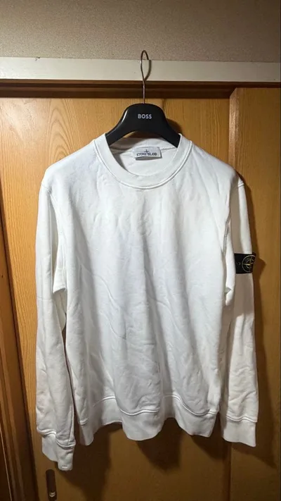 STONE ISLAND コットンクルーネックL/Sスウェット 白 Lサイズ