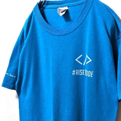 ジャージーズ #RISETOCODE ロゴ Tシャツ ブルー 青 古着