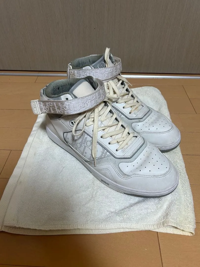 美品! 29センチ DIOR B27 ハイカットスニーカー ホワイト グレー