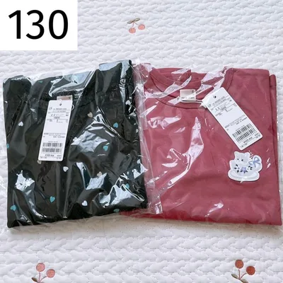 新品 130 petit main プティプラ 長袖 Tシャツ 2枚組 ①