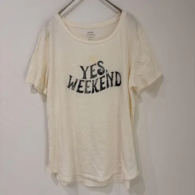 オールドネイビー 半袖Tシャツ クルーネック 英字 生成 綿 休日 L