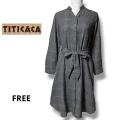 TITICACA チチカカ グレンチェックガウンワンピース グレー FREE