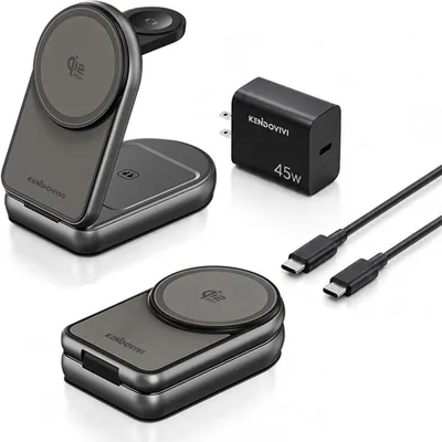 【新品】Qi2 25W ワイヤレス充電器 45Wアダプター付き 3in1