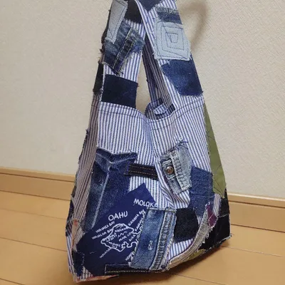 エコバッグ ハンドメイド サブバッグ デニムリメイク デニムバッグ