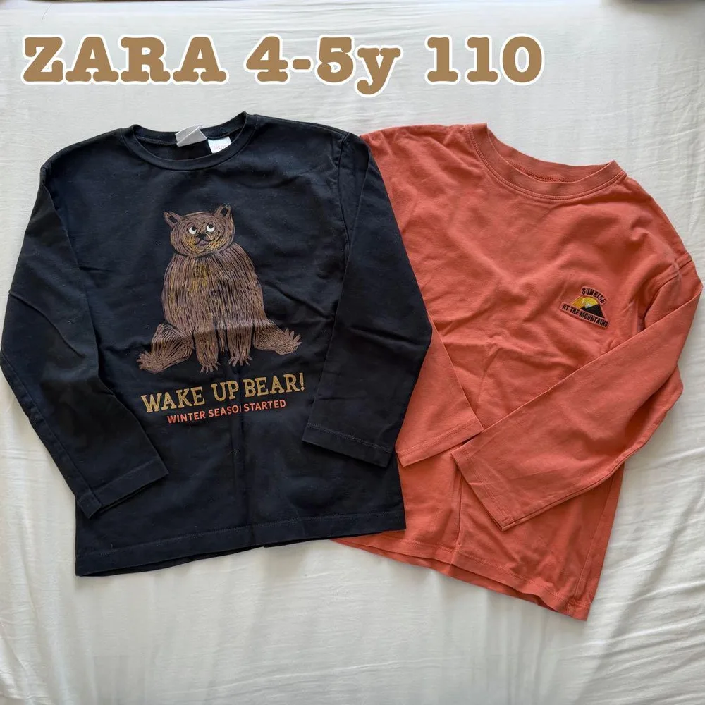 ZARA キッズ 長袖Tシャツ 2枚セット 110cm 4-5y クマ柄