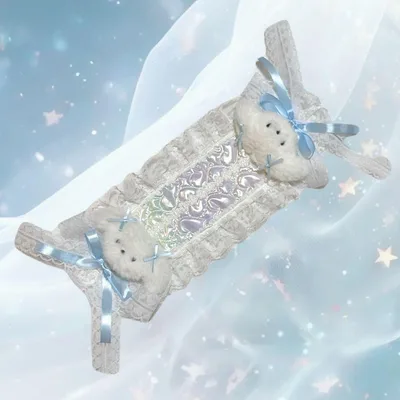 たれみみしろうさぎさんのヘッドドレス 水色 ハンドメイド