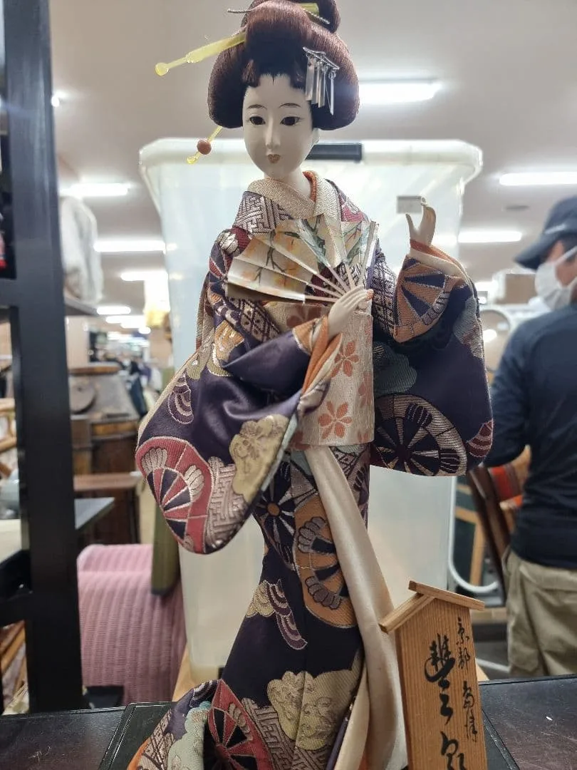 日本人形 舞妓 置物 扇子 伝統工芸