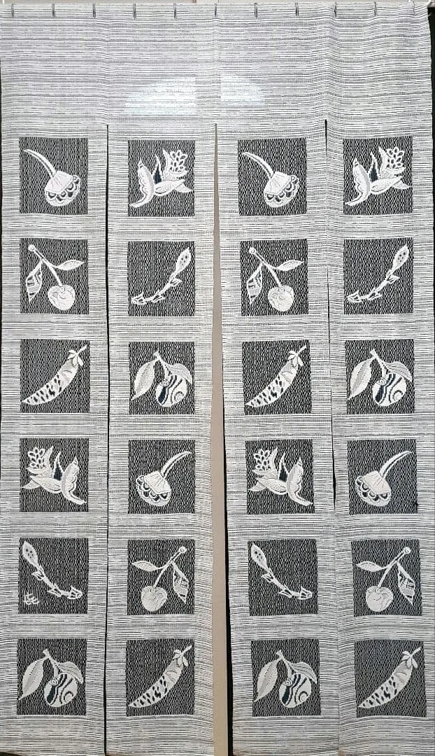 【タイムセール】新品 果物刺繍のグレーのれん