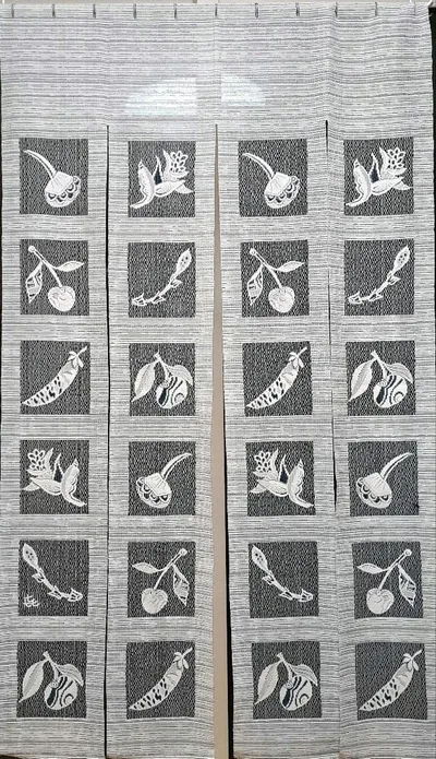 【タイムセール】新品 果物刺繍のグレーのれん