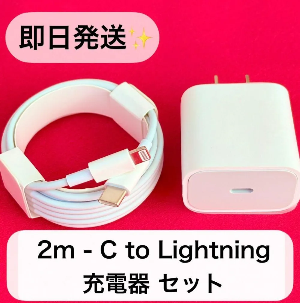 ⭐即日発送・急速充電⭐ 2m Lightning-C & 20W充電器