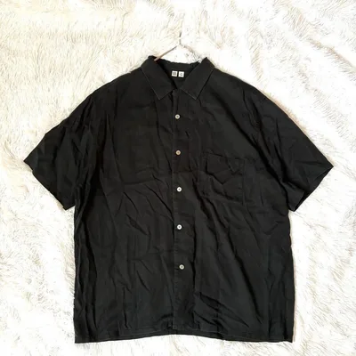 大きいサイズ◇XXL◇UNIQLO U ユニクロユー オープンカラーシャツ 黒