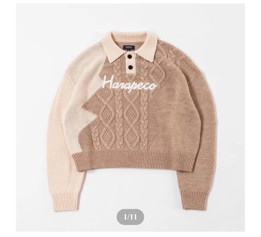 ※出品今月限りBicolor Button Knit ベージュ Lサイズ Eve