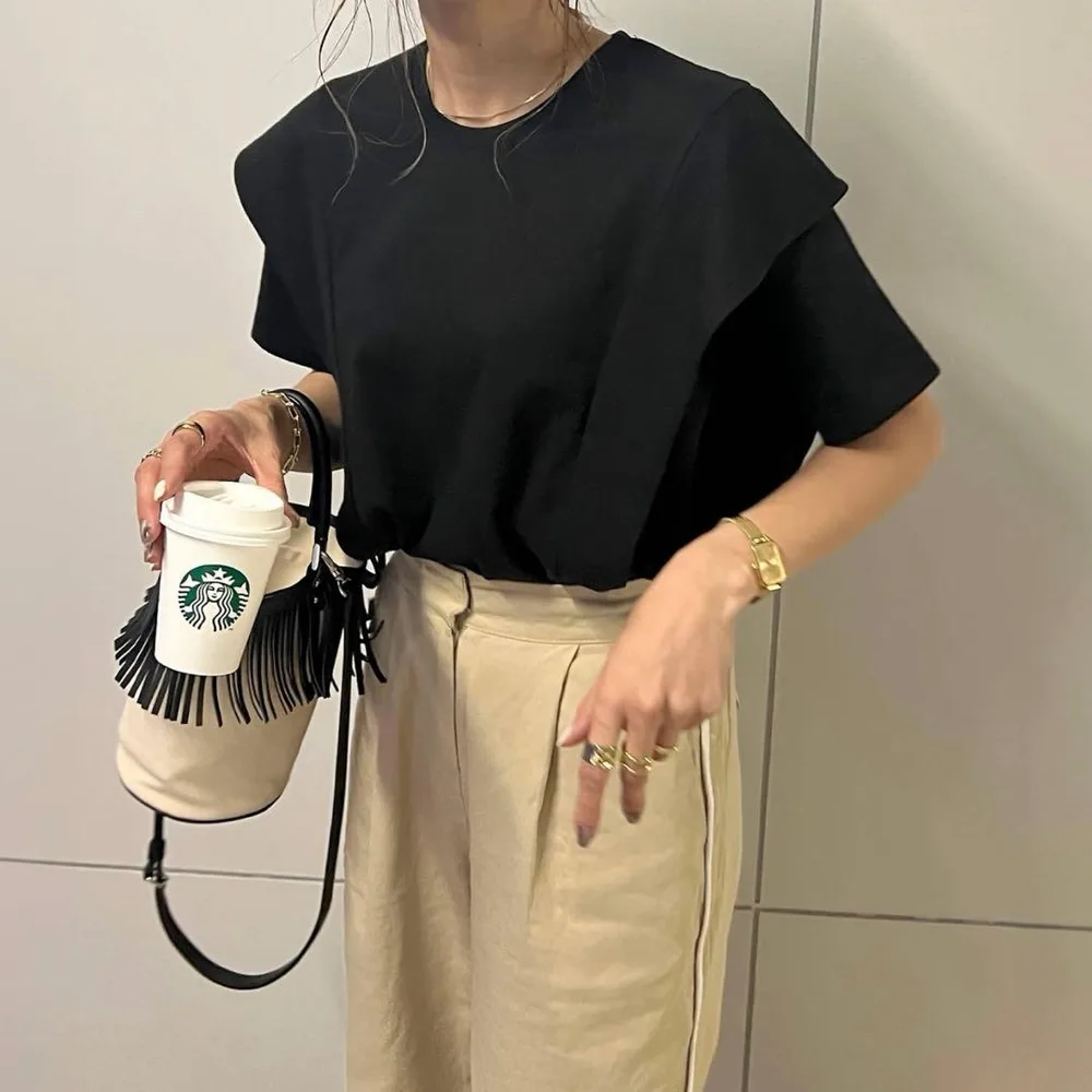 ラッフルショルダーTシャツ 半袖