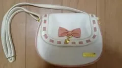 キッズ ショルダーバッグ ホワイト ピンク リボン