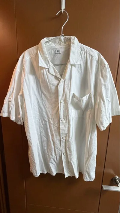ユニクロ UNIQLO オープンカラーシャツ メンズ 白 Lサイズ