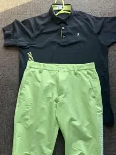 Munsingwear ゴルフウェア 上下セット ブラック×ライムENVOY