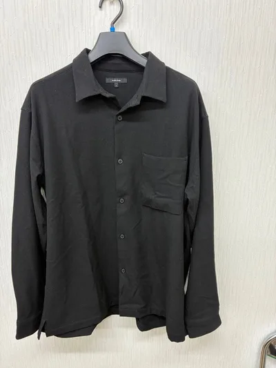 GLOBAL WORK 長袖アーバンシャツ+WARM ブラックL