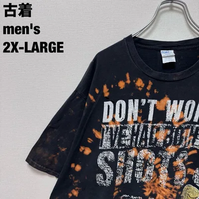 古着 リメイク Tシャツ ブリーチ タイダイ 斬新 ビッグシルエット 黒 2XL