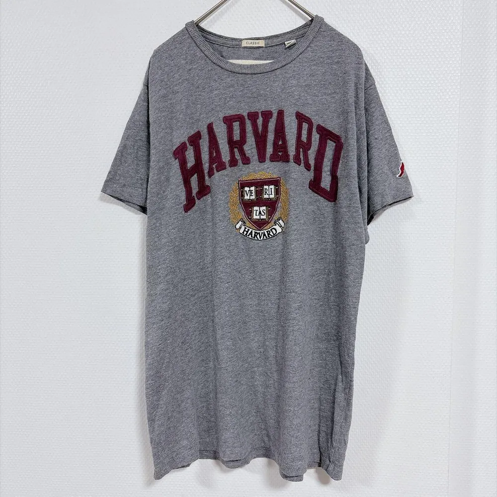 リーグ Tシャツ クルーネック 半袖 カレッジロゴ M 灰 混紡 タウンユース