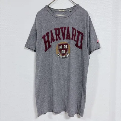 リーグ Tシャツ クルーネック 半袖 カレッジロゴ M 灰 混紡 タウンユース