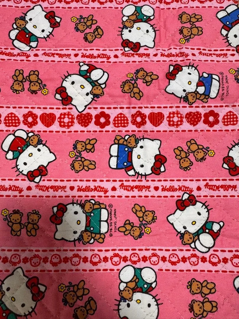 【平成レトロ】1995年製ハローキティ 生地 ピンク キルティングサンリオ日本製