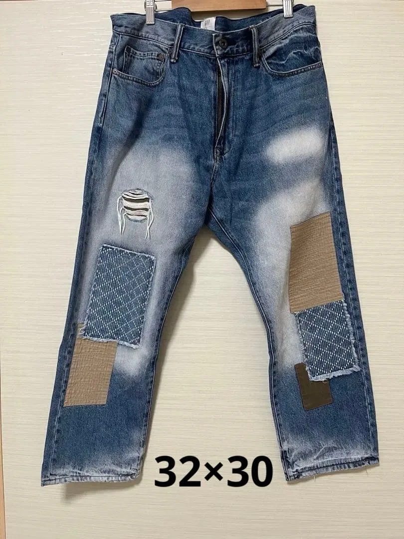 美品 GAP × UNITED ARROWS 刺子 パッチワーク デニムパンツ
