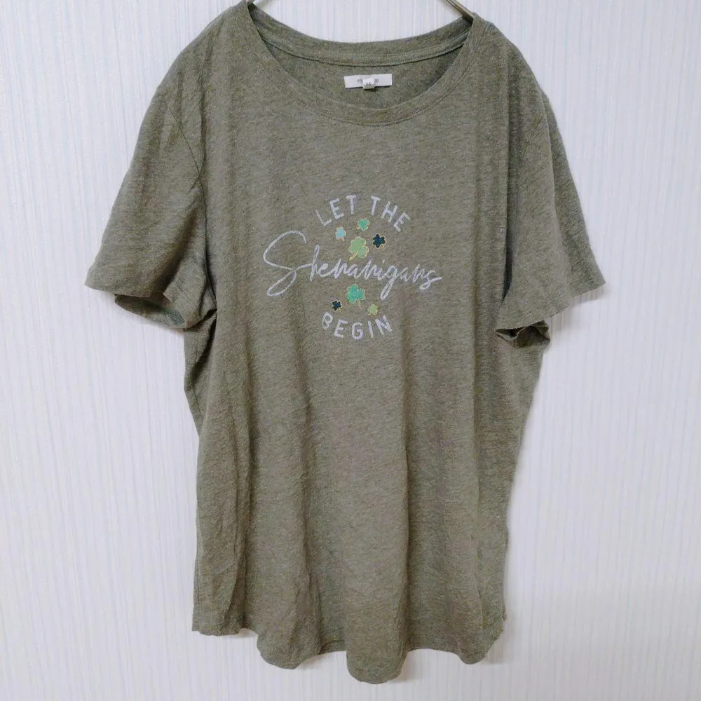 モーリス 【М】Tシャツ 半袖 プリント カーキ 綿ポリ お出かけ
