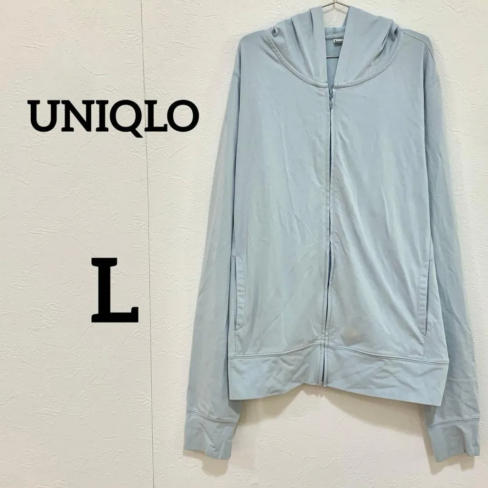 【UNIQLO】レディース L ジップアップパーカー 水色 薄手 長袖