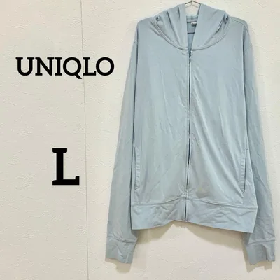 【UNIQLO】レディース L ジップアップパーカー 水色 薄手 長袖