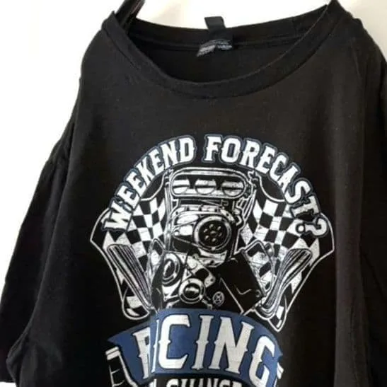 ディストリクト レーシング ドリンキング Tシャツ L ブラック 黒 古着