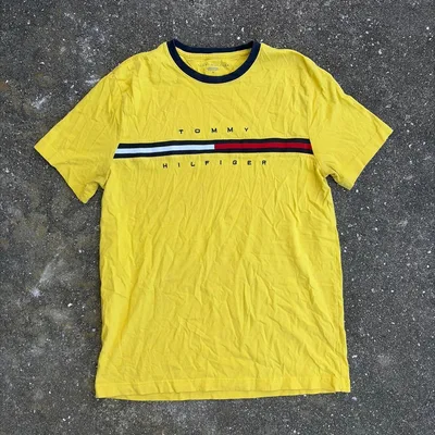 トミーヒルフィガー フラッグロゴ Tシャツ イエロー リンガー archive