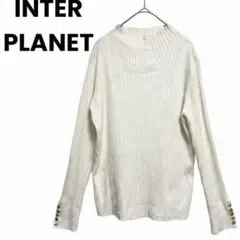 ❶INTERPLANET リブニット FREE アイボリー 金ボタン ハイネック