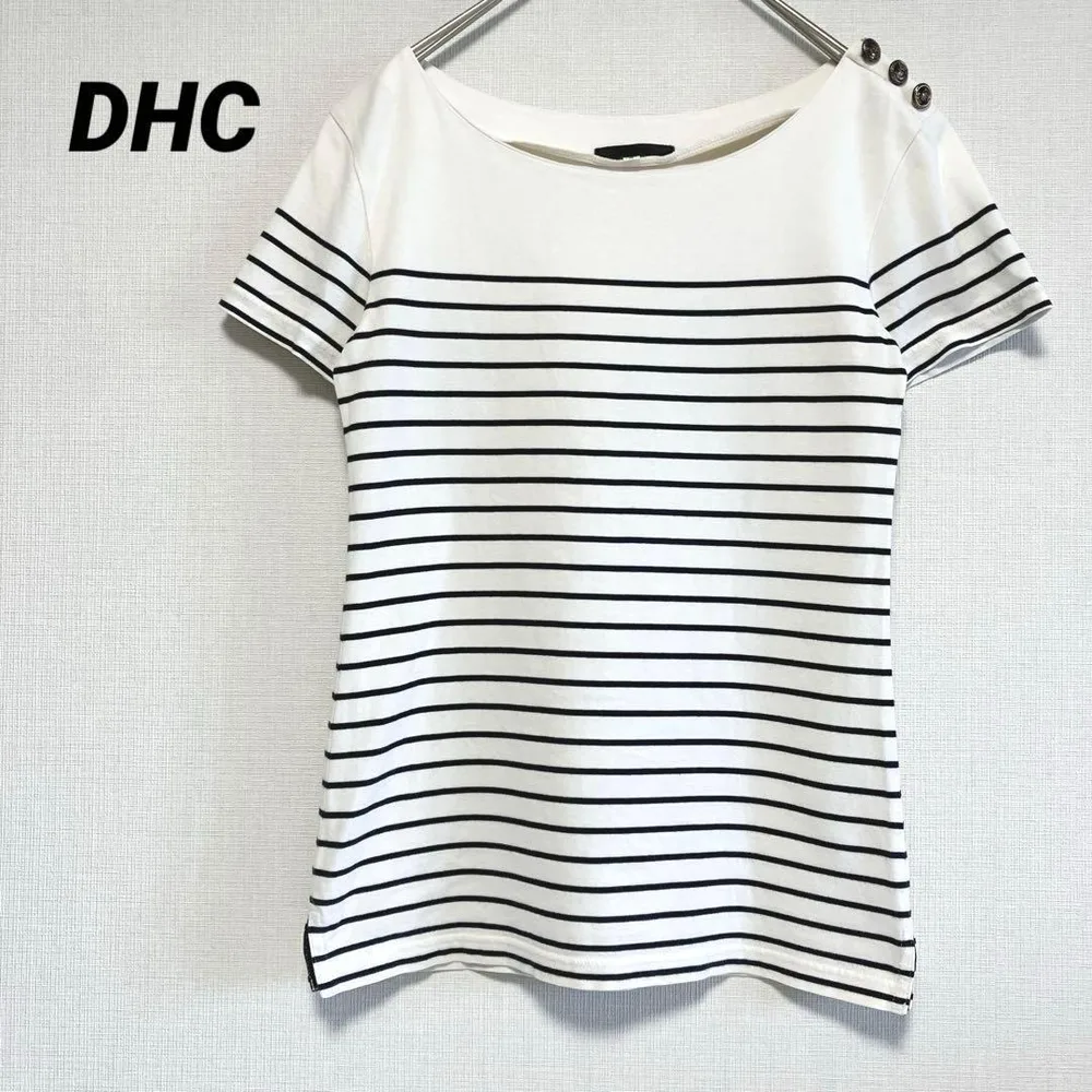 DHC 半袖 Tシャツ カットソー ボーダー柄 黒 白 S