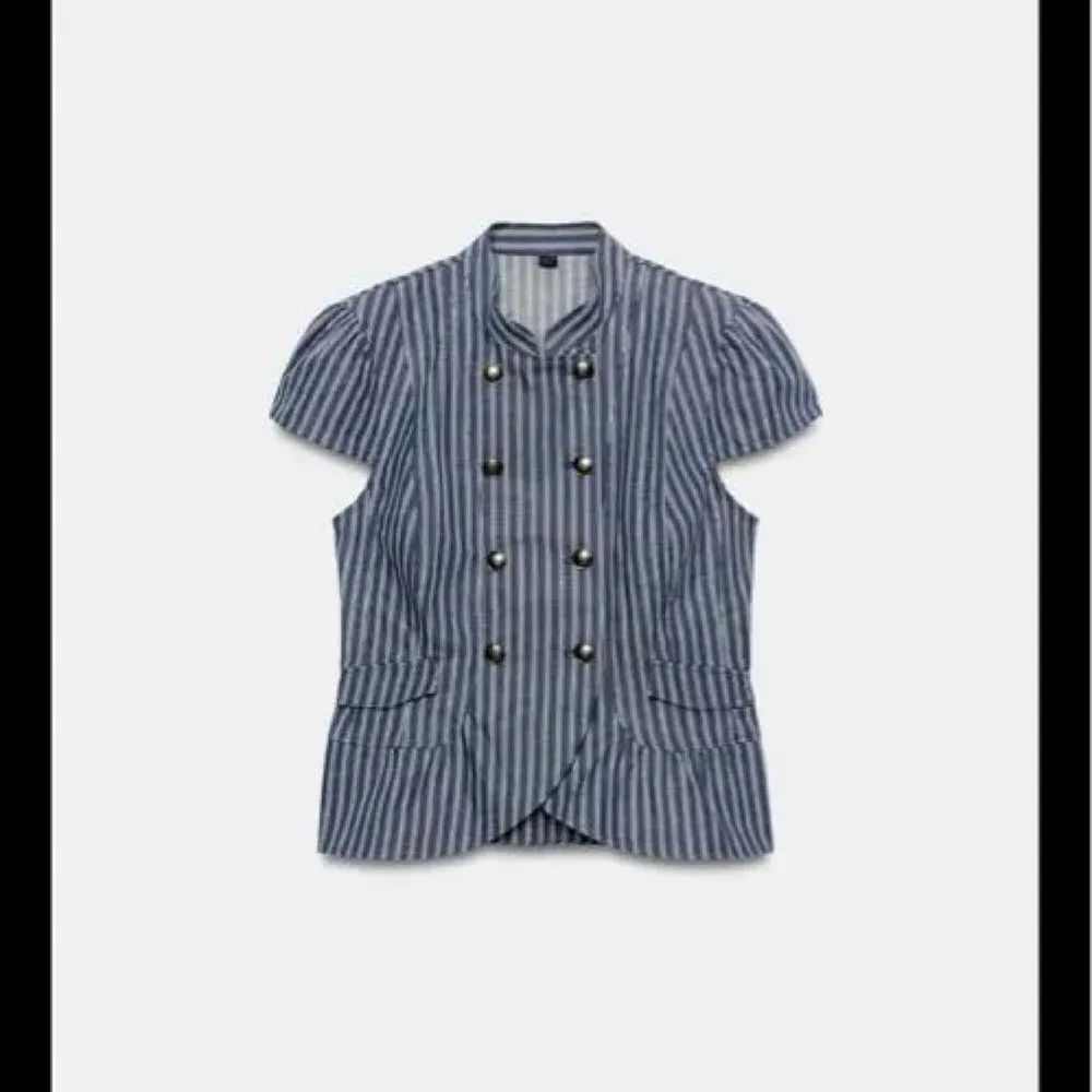 ZARA ストライプ柄ボタン付きトップス