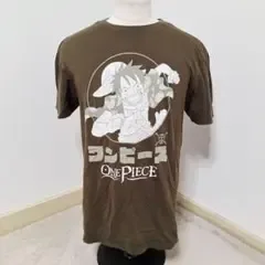 海外限定 ONE PIECE ワンピース Tシャツ ルフィ 公式 カーキ【L】