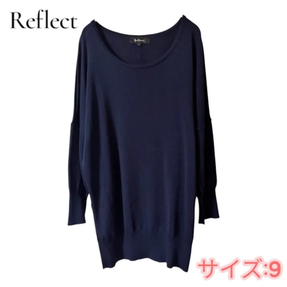 Reflect ニット セーター バックボタン ネイビー サイズ9 7分丈