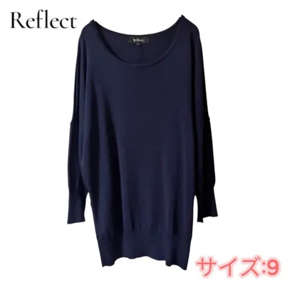 Reflect ニット セーター バックボタン ネイビー サイズ9 7分丈