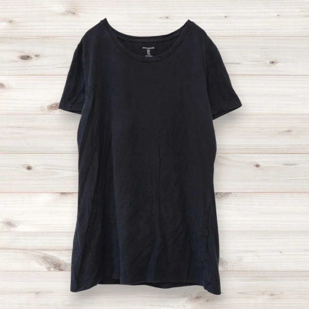 アマゾンエッセンシャルズ 無地 Tシャツ クルーネック 半袖 黒 XL 綿