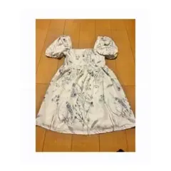 花柄 パフスリーブ 半袖 ミニワンピース