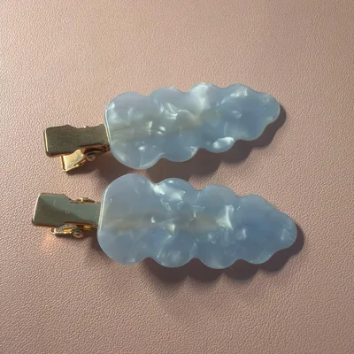 Francfranc ヘアクリップ 2個セット ウェーブデザイン ブルー