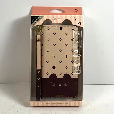 アクオス Sense2 スマホケース 手帳型 猫 足跡 かわいい ブラウン 22