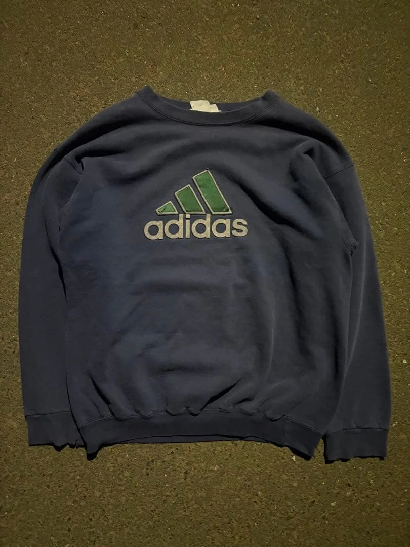 90s adidas USA製 スウェット 刺繍ロゴ 万国旗タグ ヴィンテージ