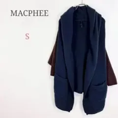◆マカフィー【S】デザインニットカーディガン ウール 毛 ストレッチ ポケット