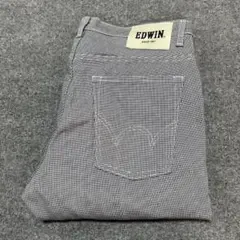 【SB290】 EDWIN ストレートパンツ 31インチ 格子柄 白×黒