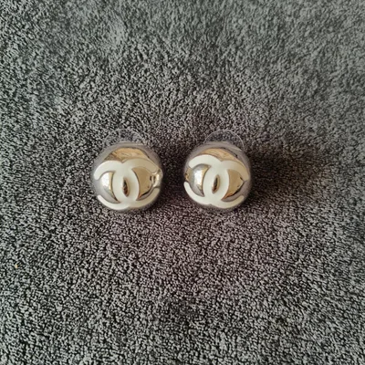 CHANEL~ CCCCロゴ ピアス シルバー