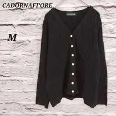 CADORNAFI'ORE【M】 ケーブル編み 長袖ニットカーディガン Vネック